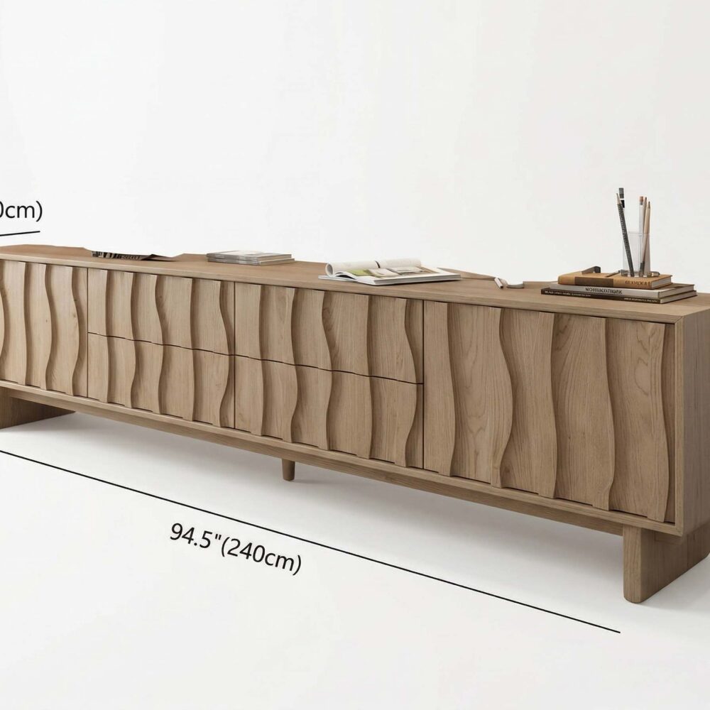 Wave Texture Wood TV Stand
