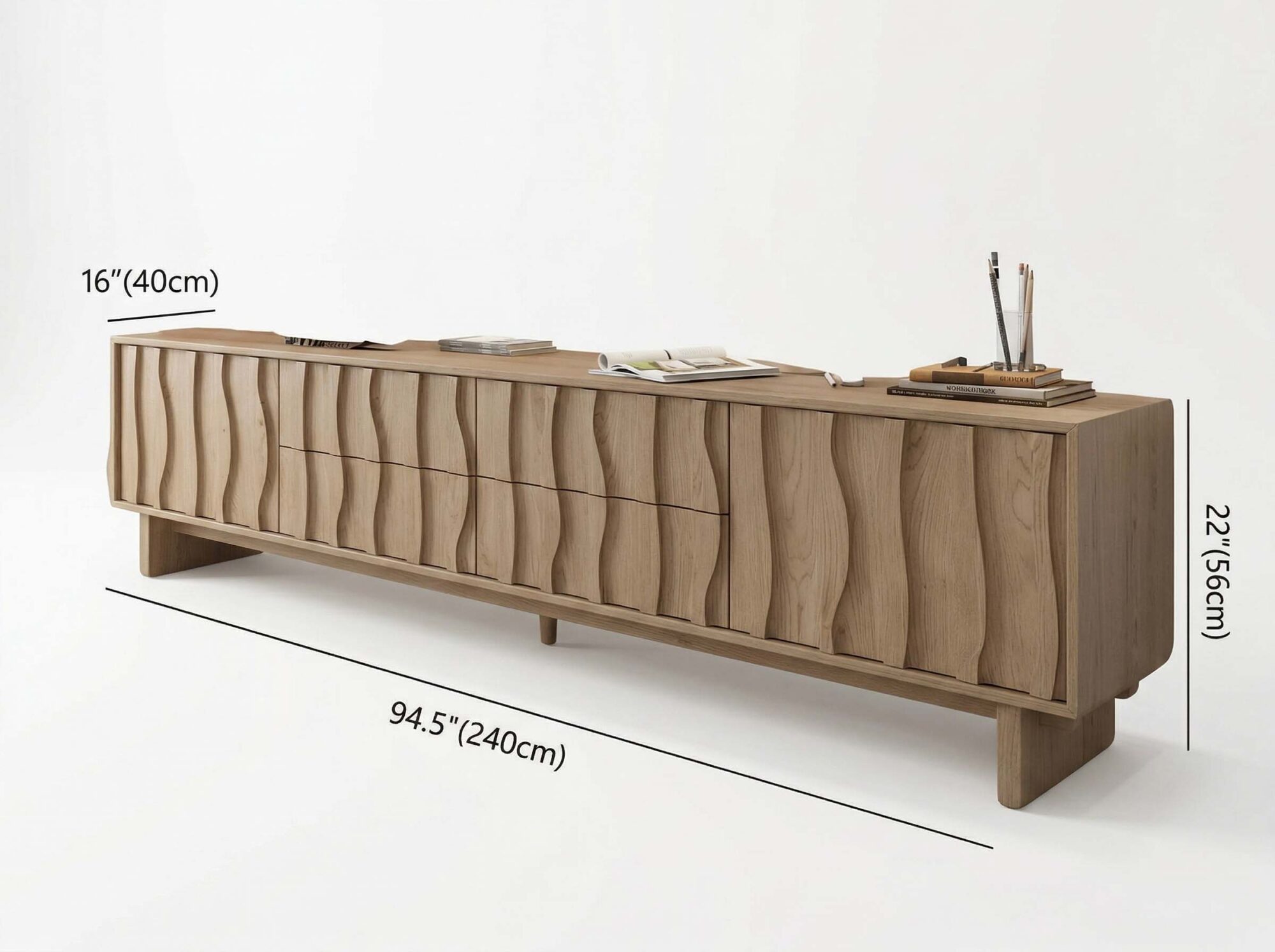 Wave Texture Wood TV Stand