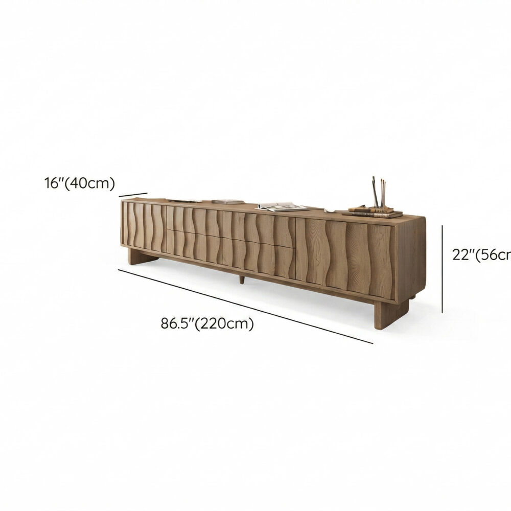 Wave Texture Wood TV Stand
