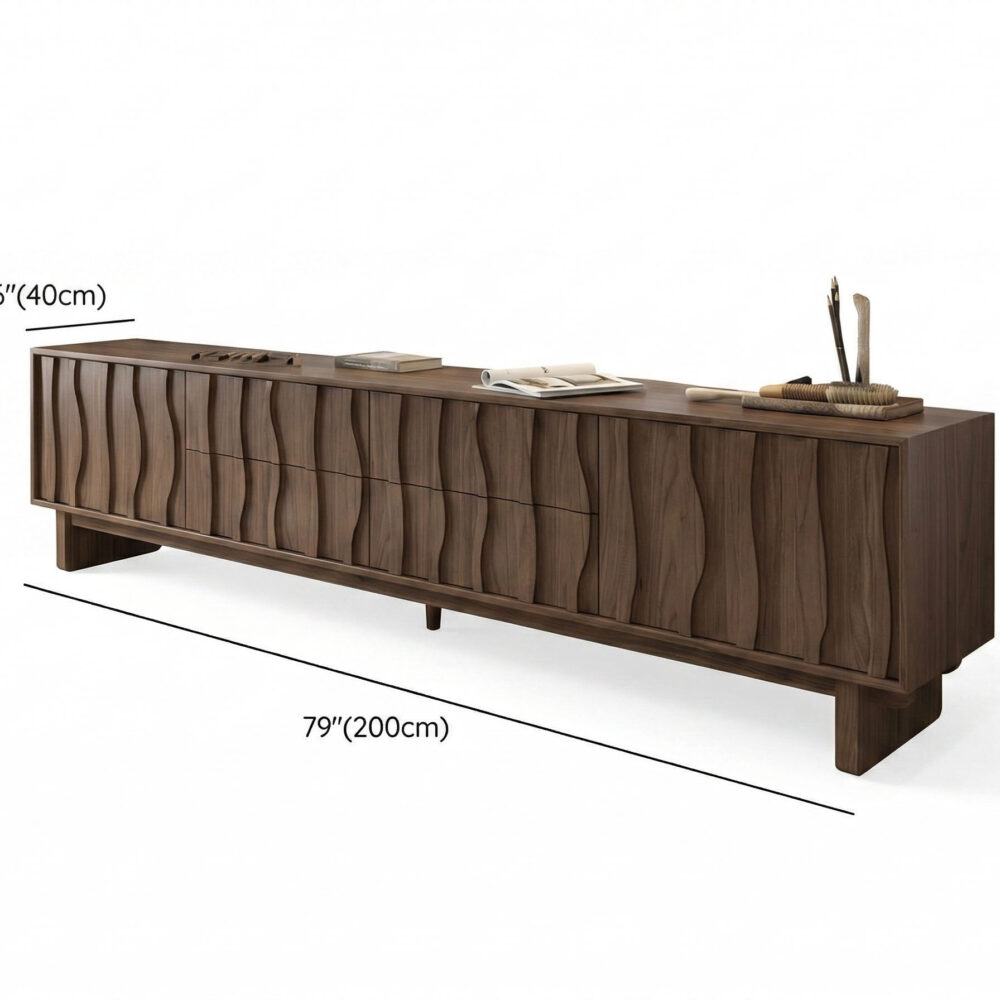 Wave Texture Wood TV Stand