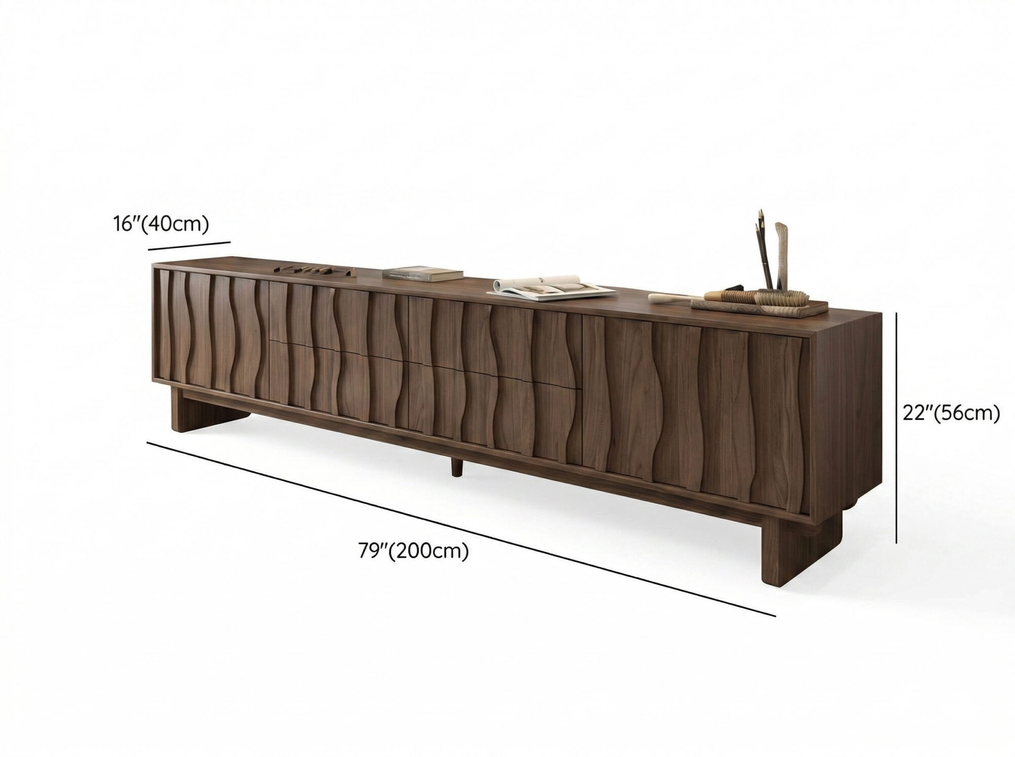 Wave Texture Wood TV Stand