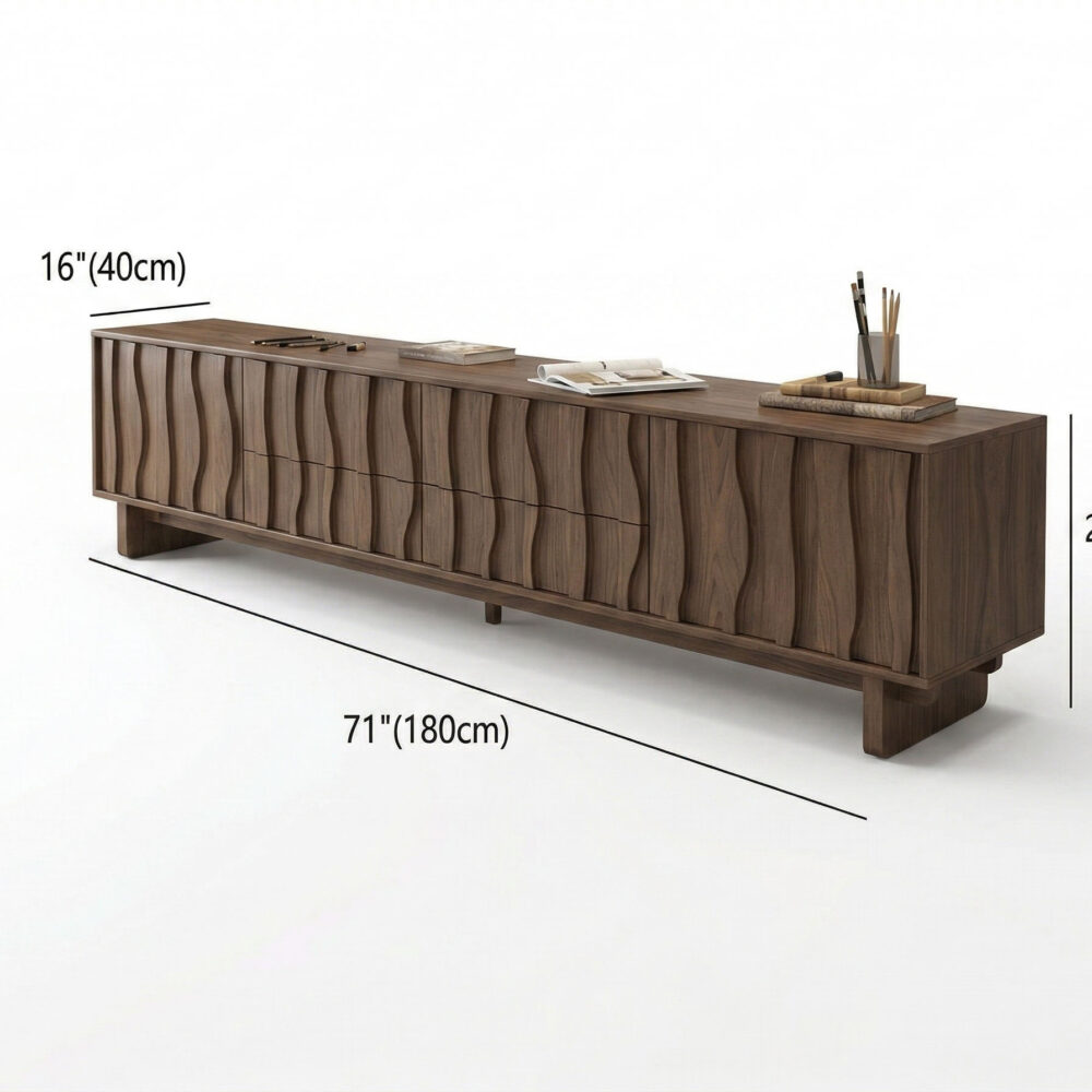 Wave Texture Wood TV Stand