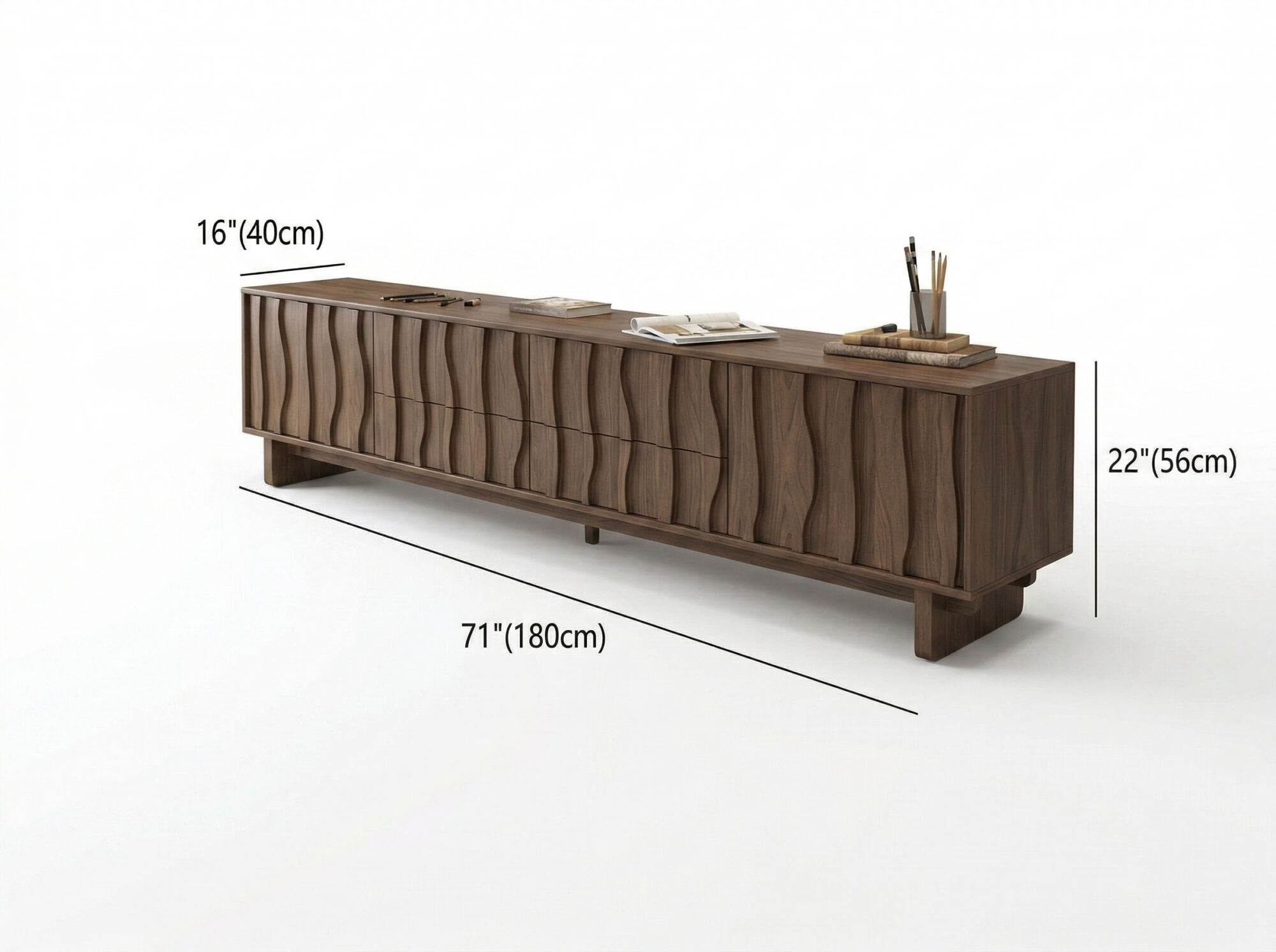 Wave Texture Wood TV Stand