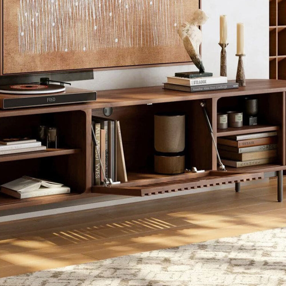 The Asher Fluted Walnut TV Stand