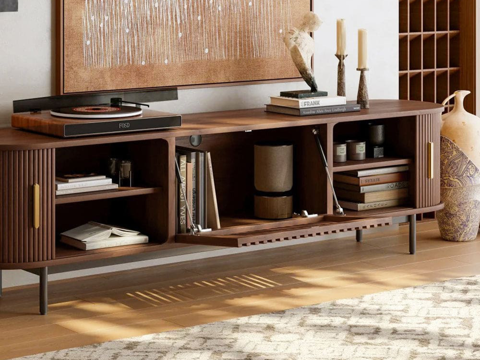 The Asher Fluted Walnut TV Stand