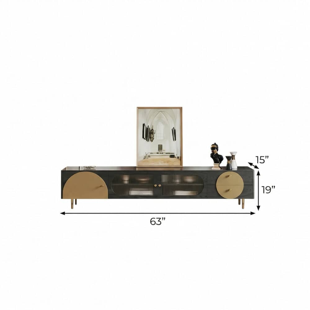 Black Ash Wood Cabinet Drawers Rectangle TV Stand 相册图 #11 dimensions