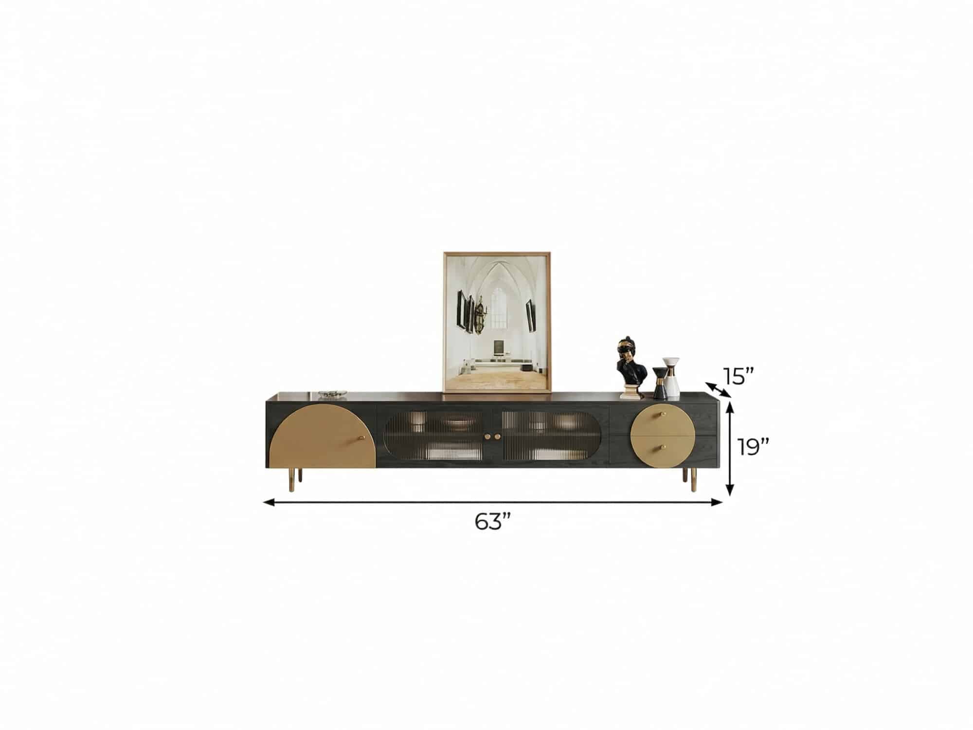 Black Ash Wood Cabinet Drawers Rectangle TV Stand 相册图 #11 dimensions