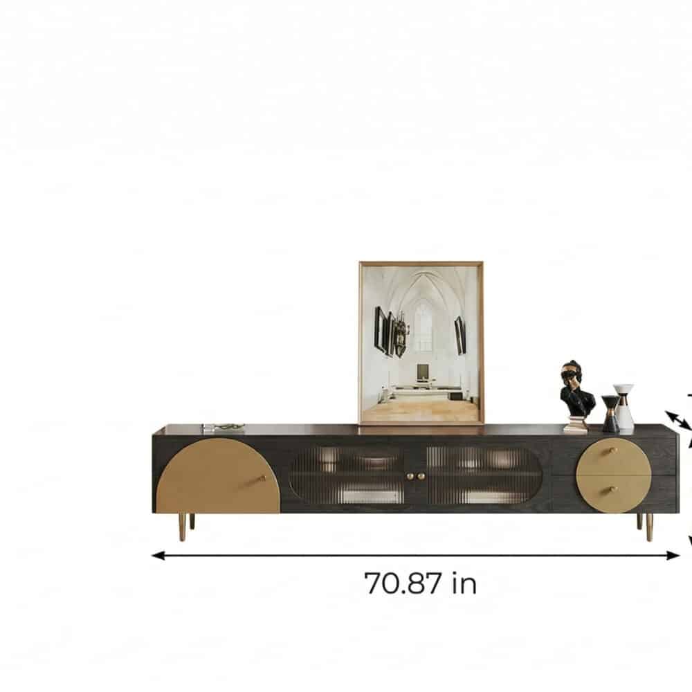 Black Ash Wood Cabinet Drawers Rectangle TV Stand 相册图 #12 dimensions