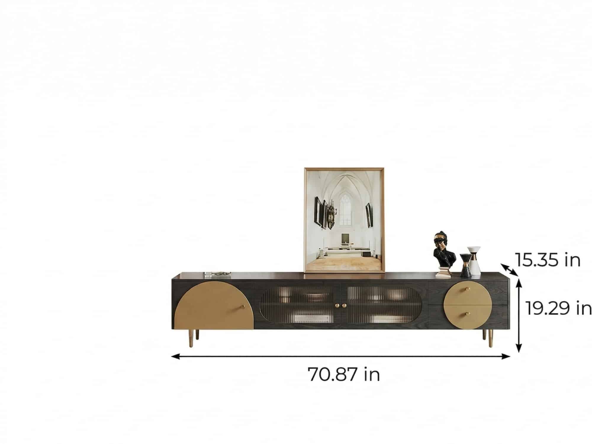 Black Ash Wood Cabinet Drawers Rectangle TV Stand 相册图 #12 dimensions