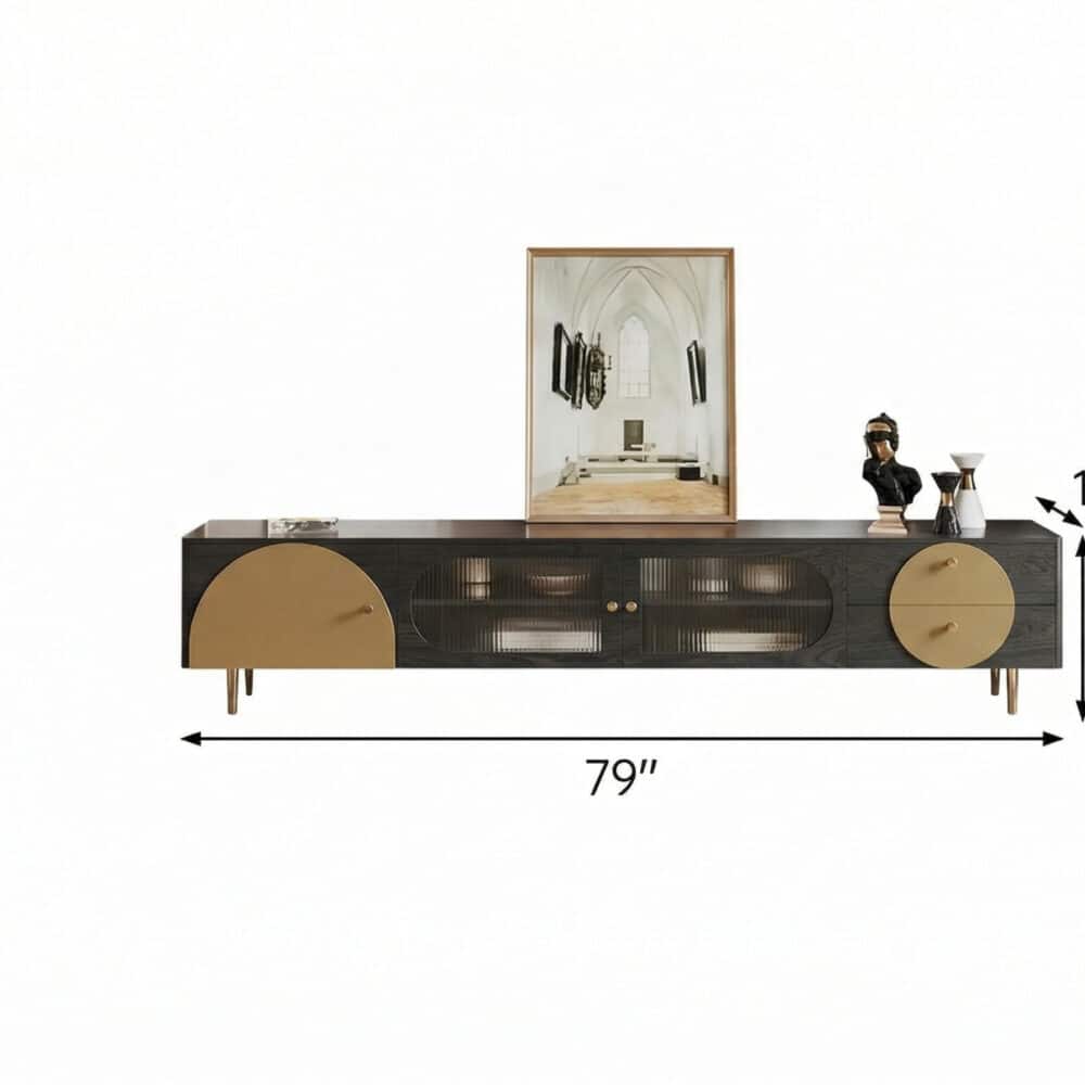 Black Ash Wood Cabinet Drawers Rectangle TV Stand 相册图 #13 dimensions