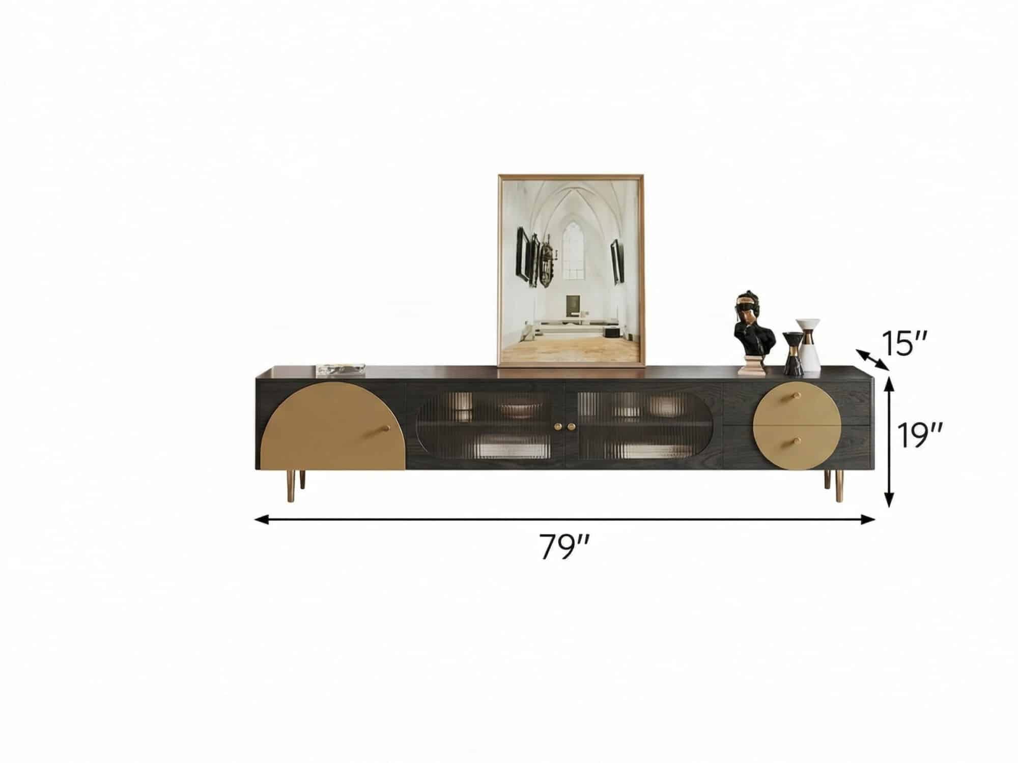 Black Ash Wood Cabinet Drawers Rectangle TV Stand 相册图 #13 dimensions
