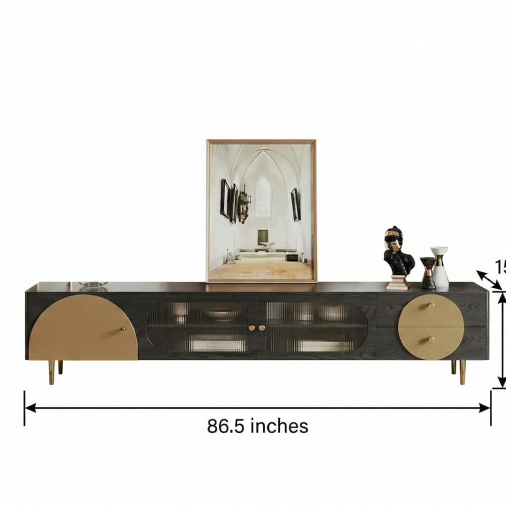 Black Ash Wood Cabinet Drawers Rectangle TV Stand 相册图 #14 dimensions