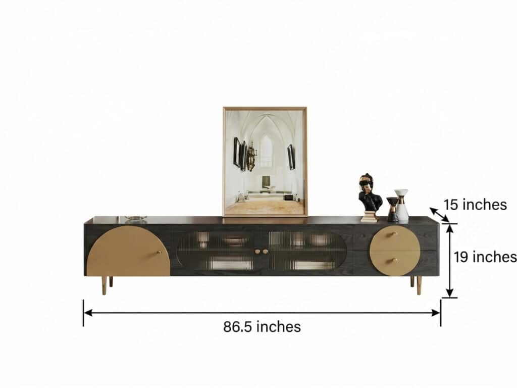 Black Ash Wood Cabinet Drawers Rectangle TV Stand 相册图 #14 dimensions