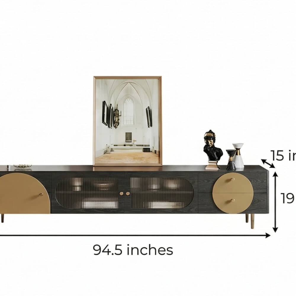 Black Ash Wood Cabinet Drawers Rectangle TV Stand 相册图 #15 dimensions
