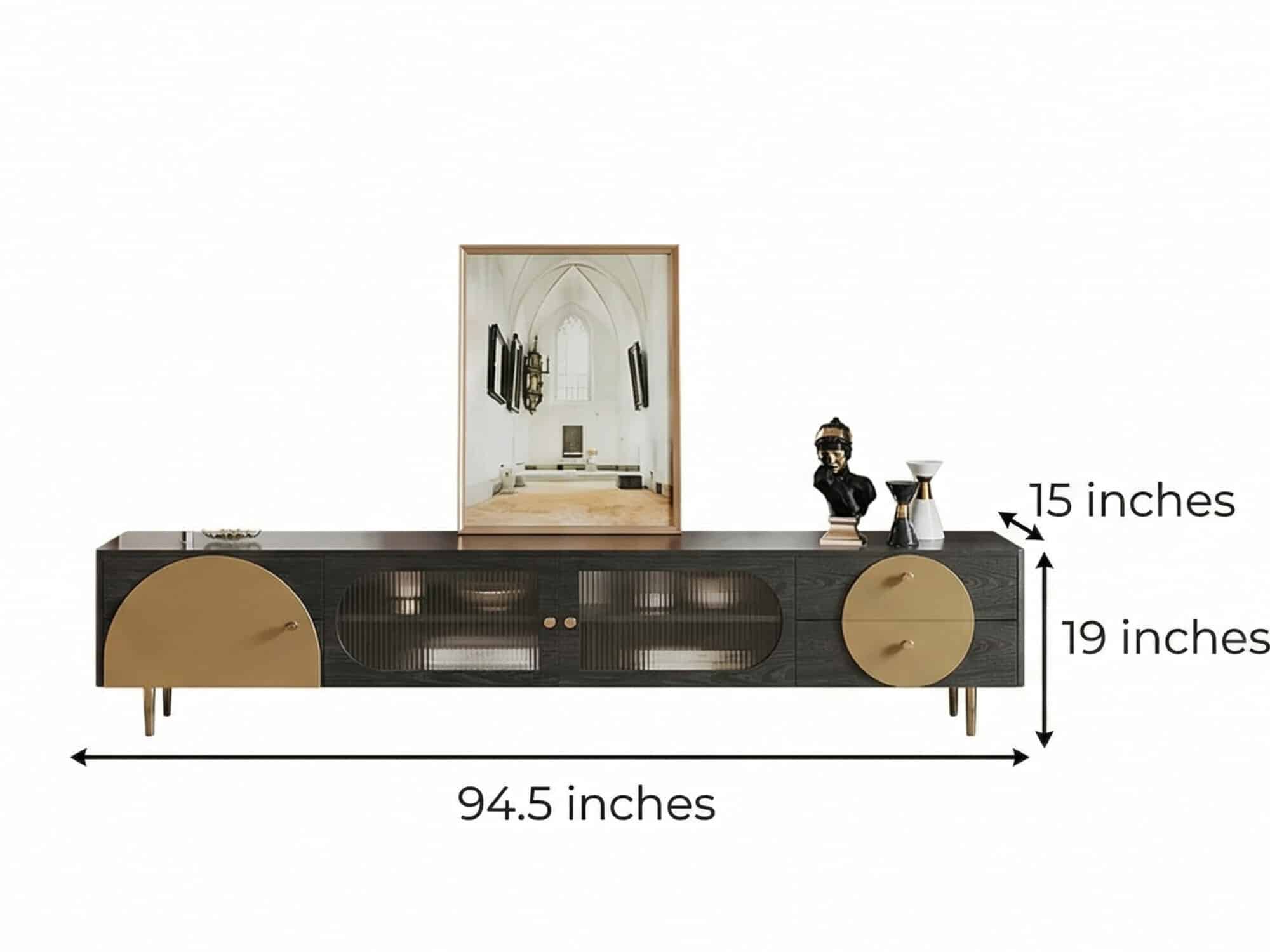 Black Ash Wood Cabinet Drawers Rectangle TV Stand 相册图 #15 dimensions