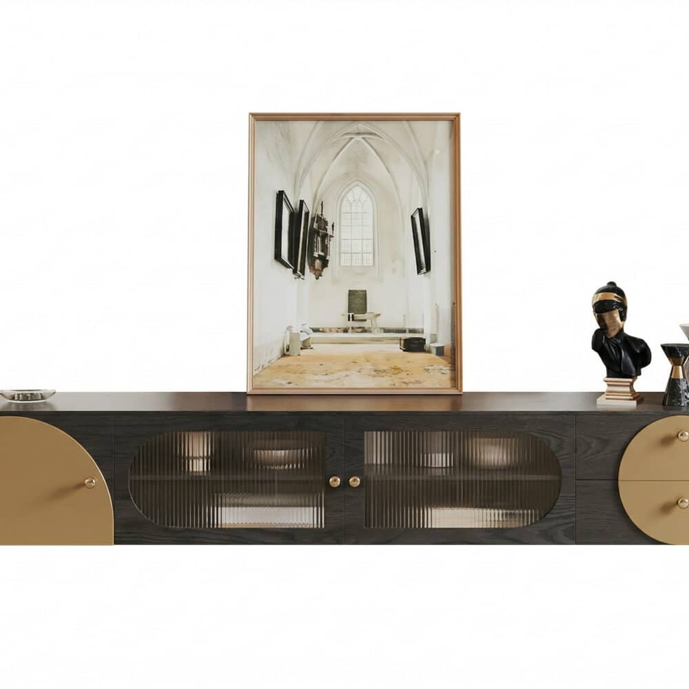 Black Ash Wood Cabinet Drawers Rectangle TV Stand 相册图 #1 resized
