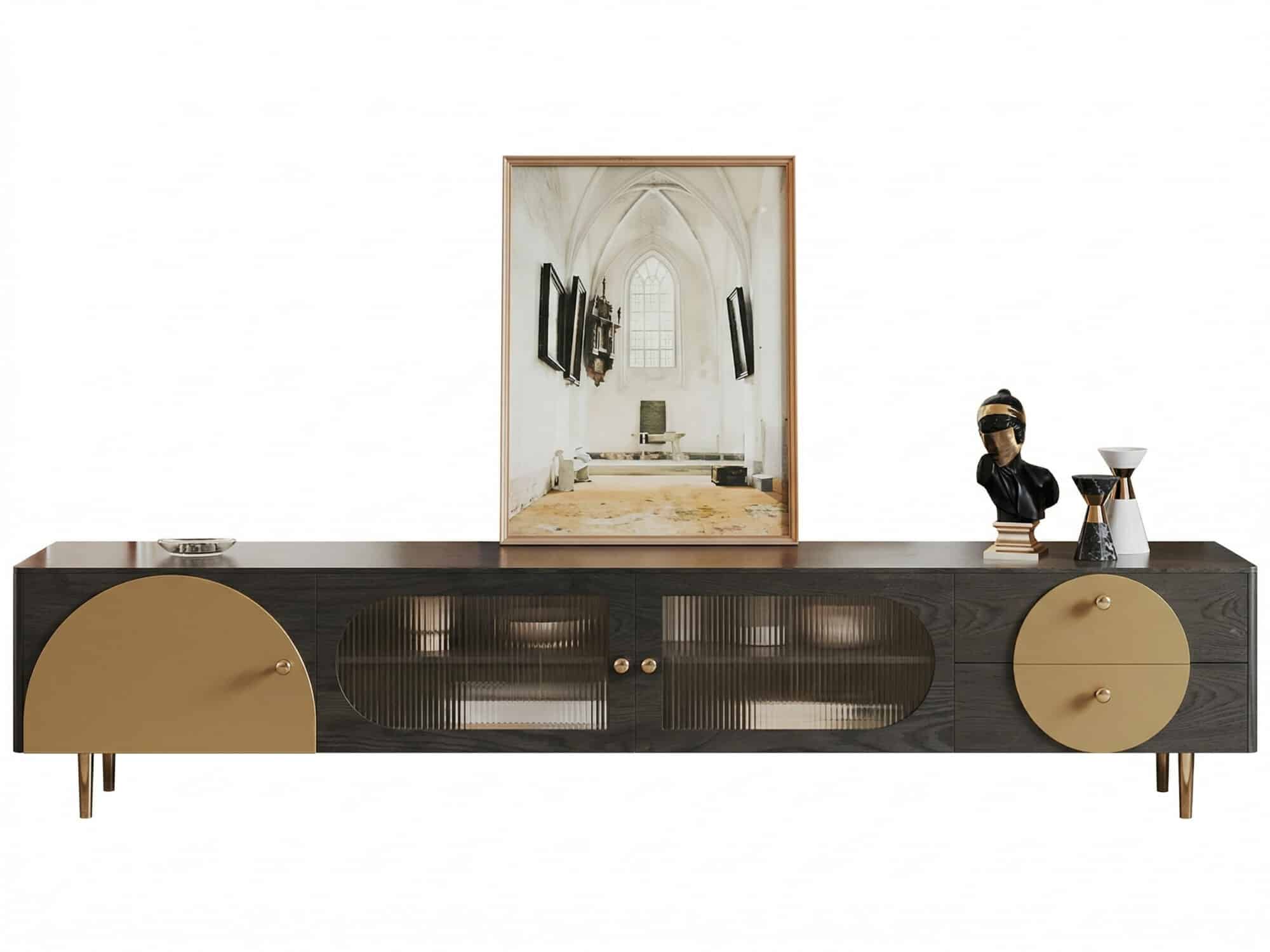 Black Ash Wood Cabinet Drawers Rectangle TV Stand 相册图 #1 resized