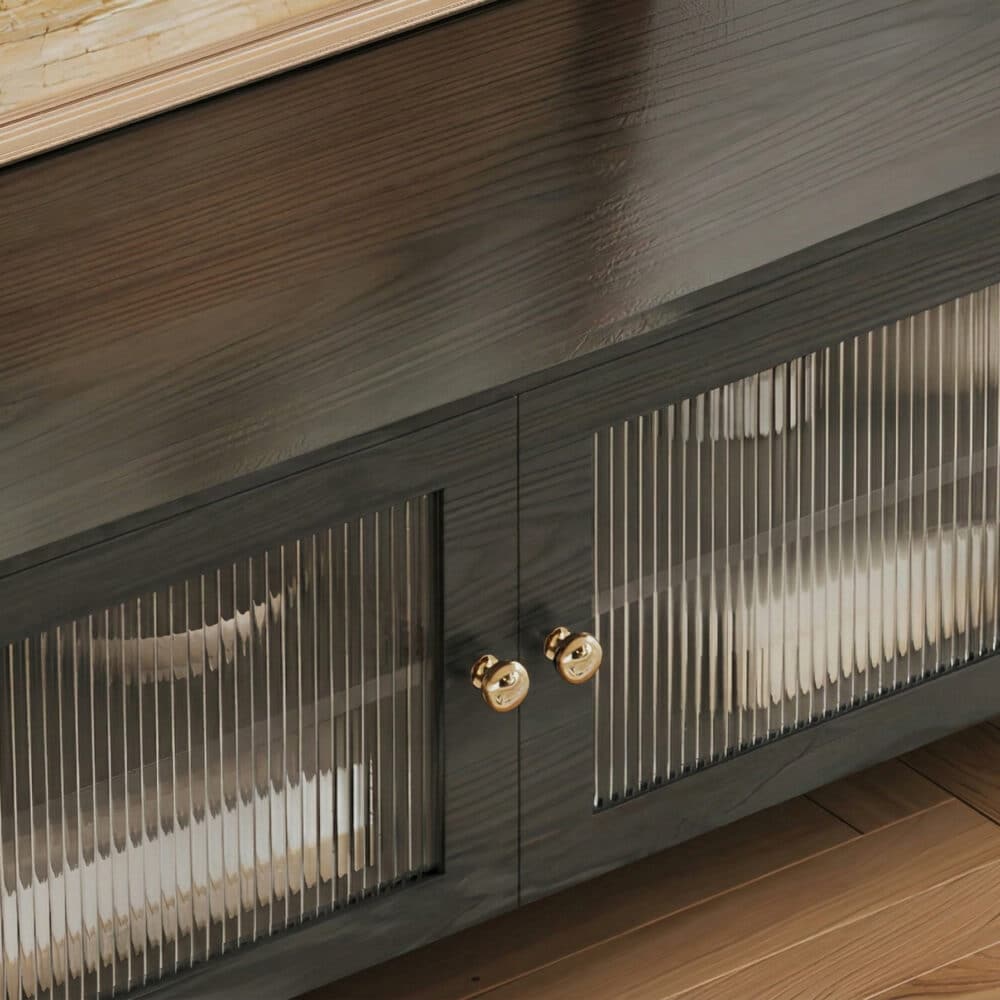 Black Ash Wood Cabinet Drawers Rectangle TV Stand 相册图 #5 resized