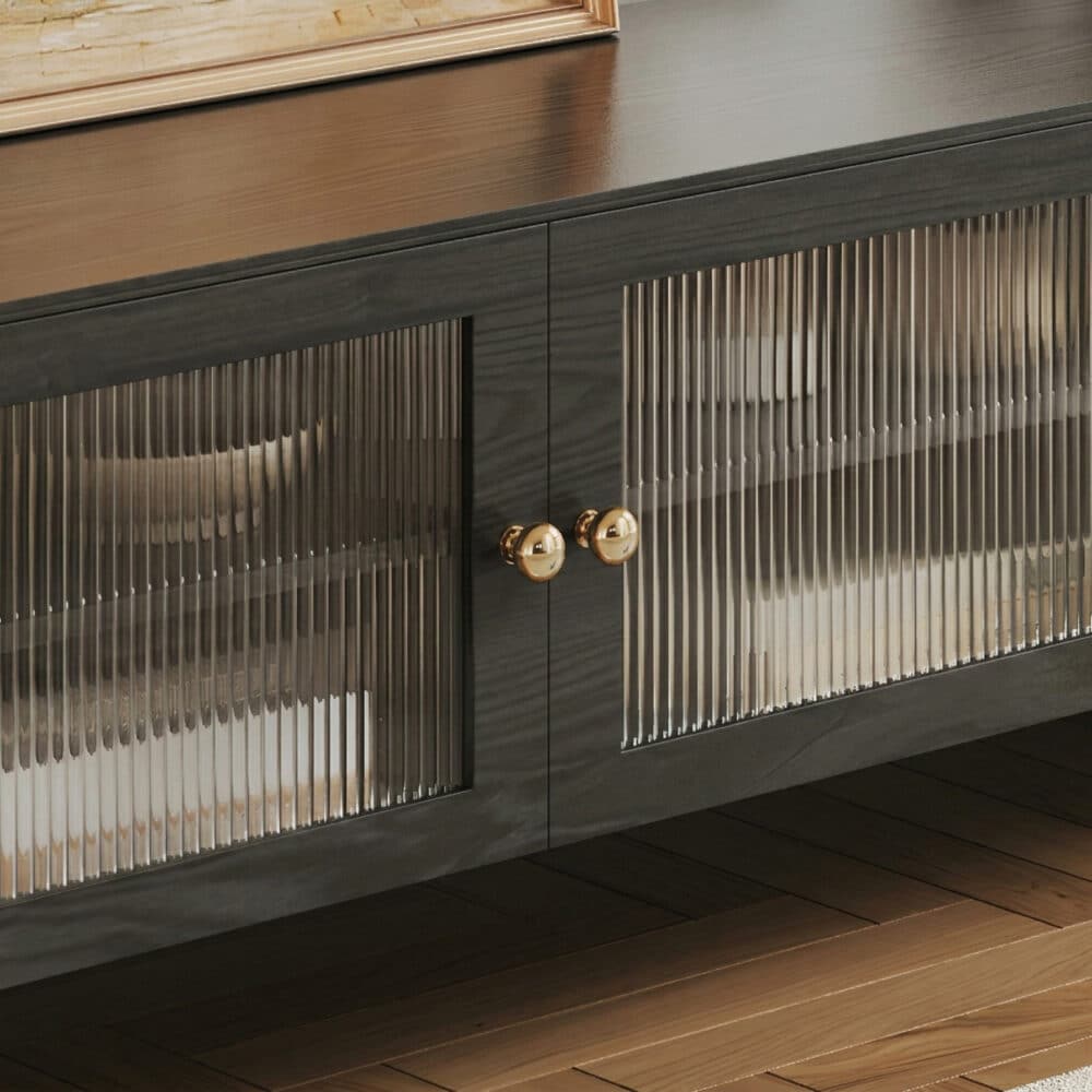 Black Ash Wood Cabinet Drawers Rectangle TV Stand 相册图 #6 resized