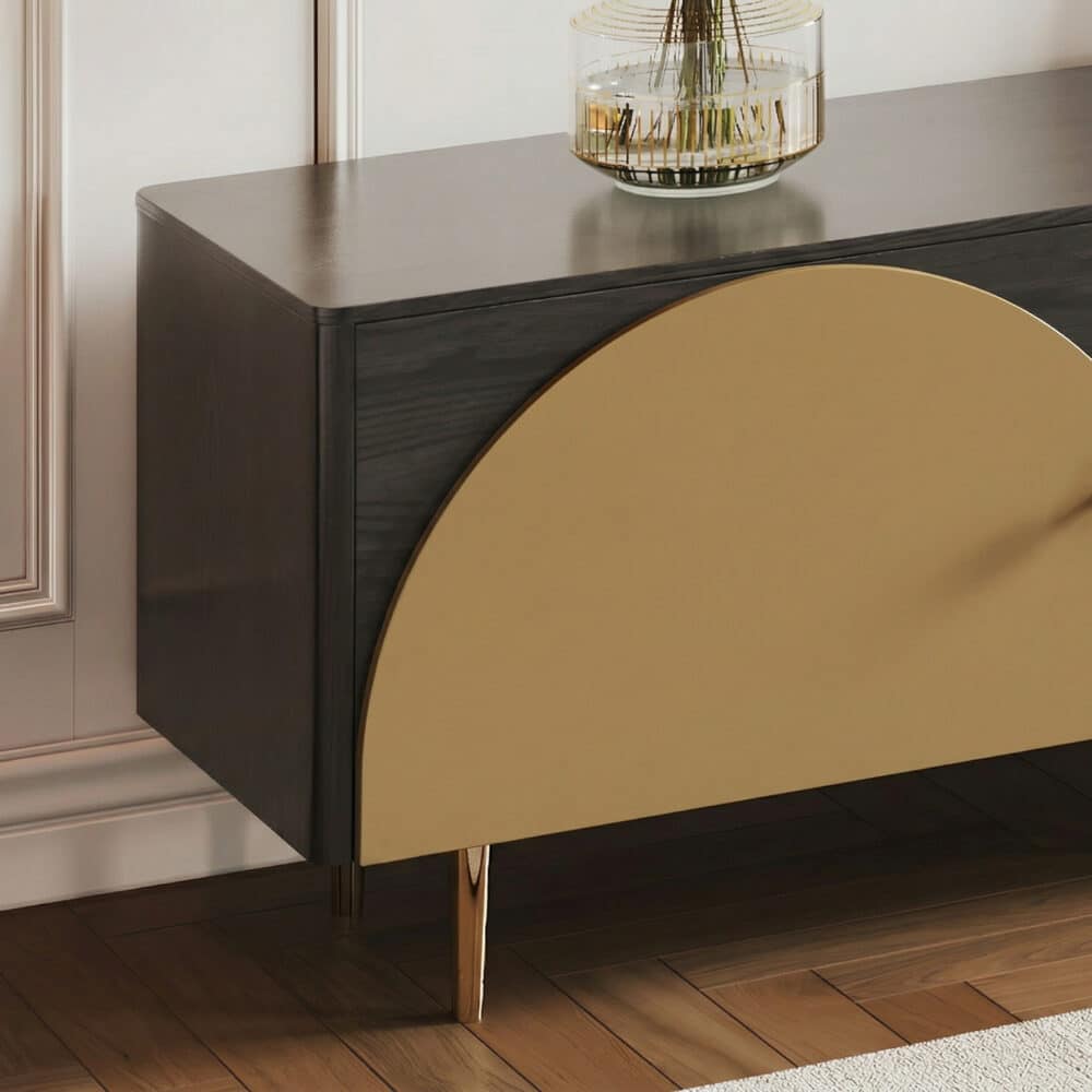 Black Ash Wood Cabinet Drawers Rectangle TV Stand 相册图 #8 resized