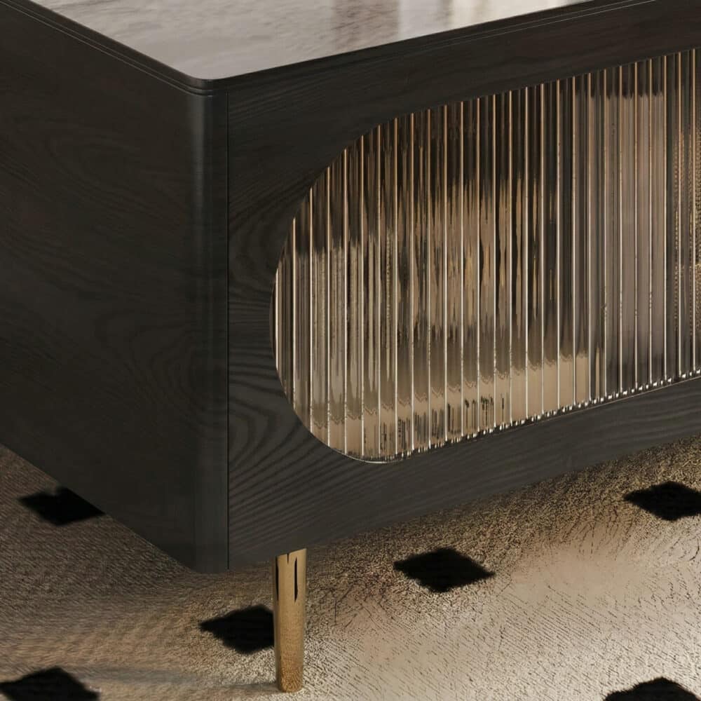 Black Ash Wood Cabinet Drawers Rectangle TV Stand 相册图 #9 resized
