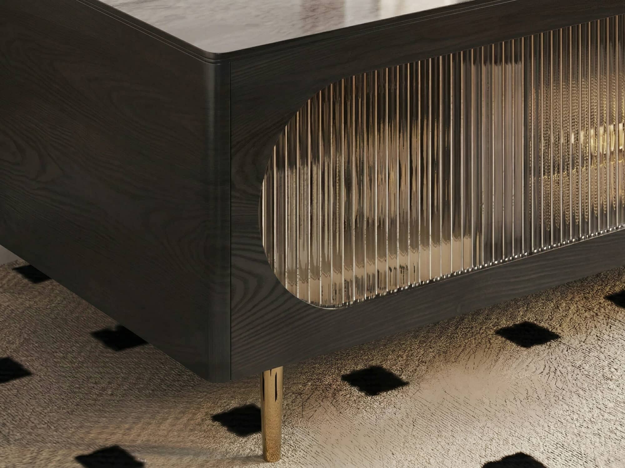 Black Ash Wood Cabinet Drawers Rectangle TV Stand 相册图 #9 resized