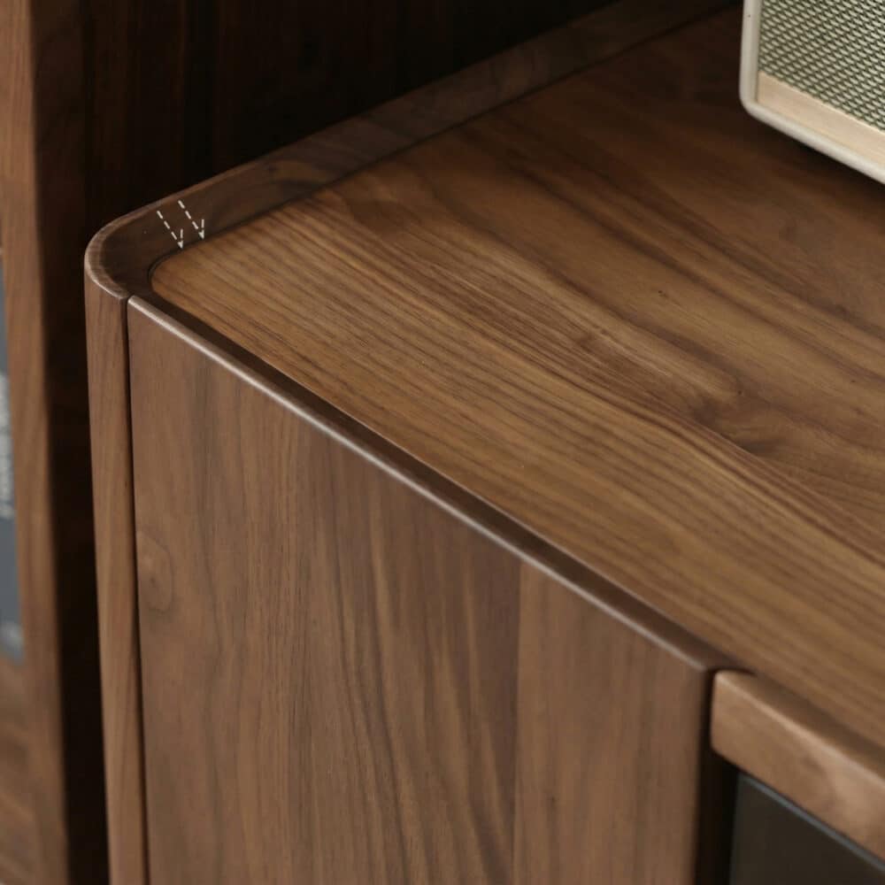 Brown Walnut Wood Cabinet Drawers Shelf Long TV Stand 相册图 #5 resized