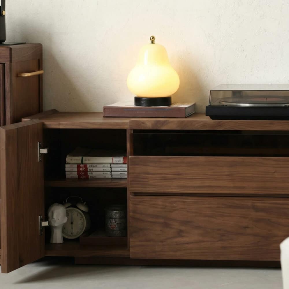 Brown Walnut Wood Cabinet Drawers Shelf Long TV Stand 相册图 #6 resized
