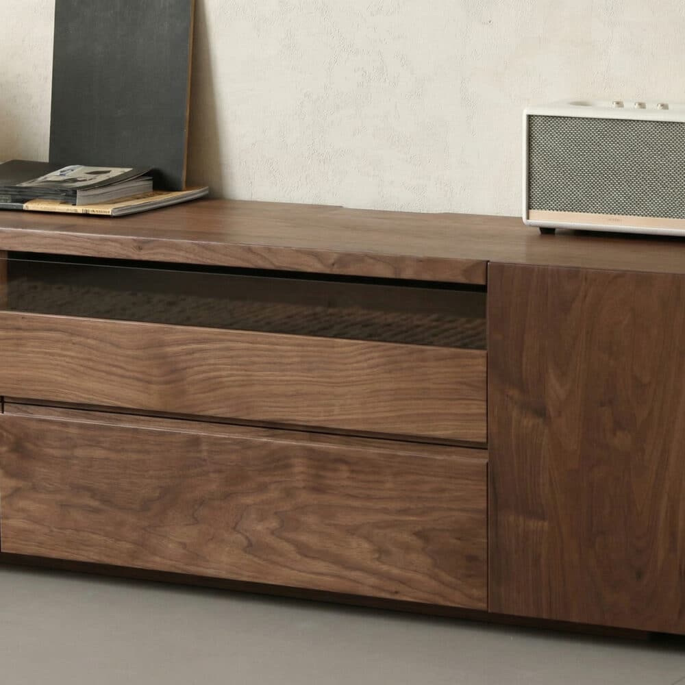 Brown Walnut Wood Cabinet Drawers Shelf Long TV Stand 相册图 #7 resized
