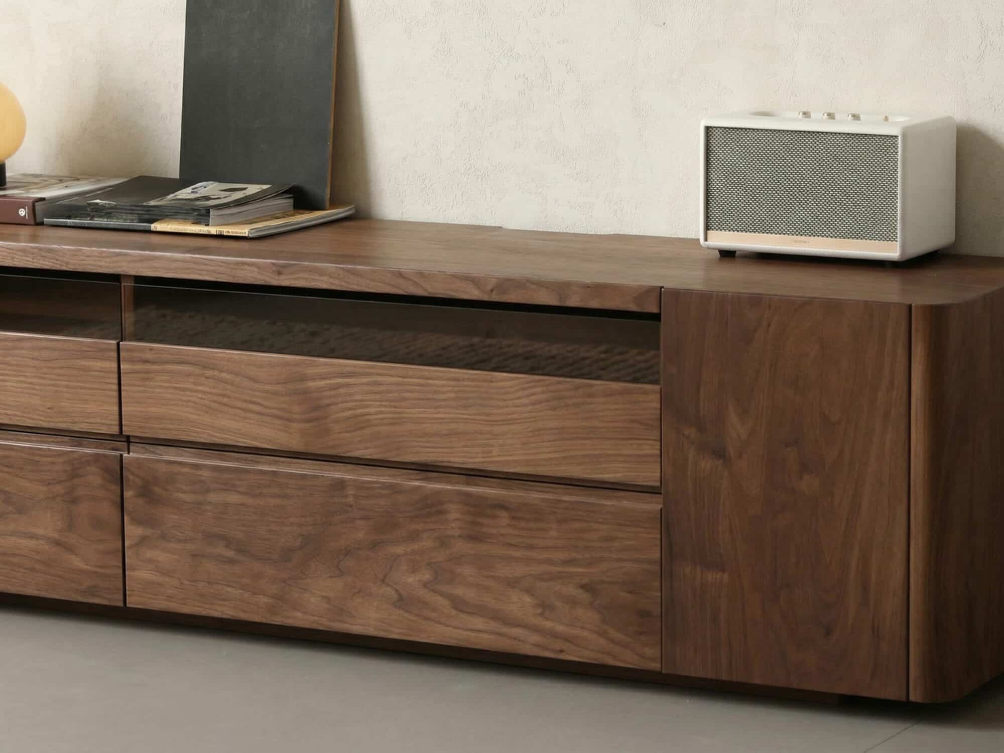 Brown Walnut Wood Cabinet Drawers Shelf Long TV Stand 相册图 #7 resized