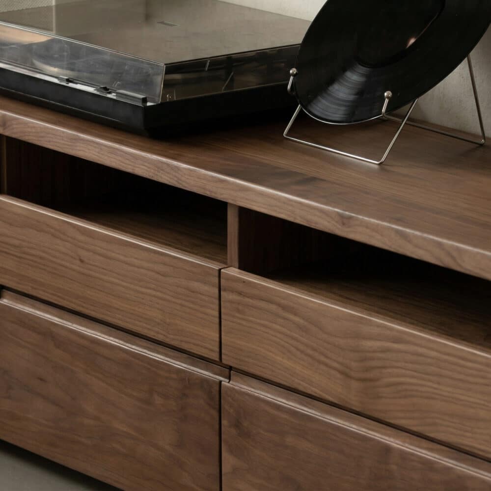 Brown Walnut Wood Cabinet Drawers Shelf Long TV Stand 相册图 #8 resized