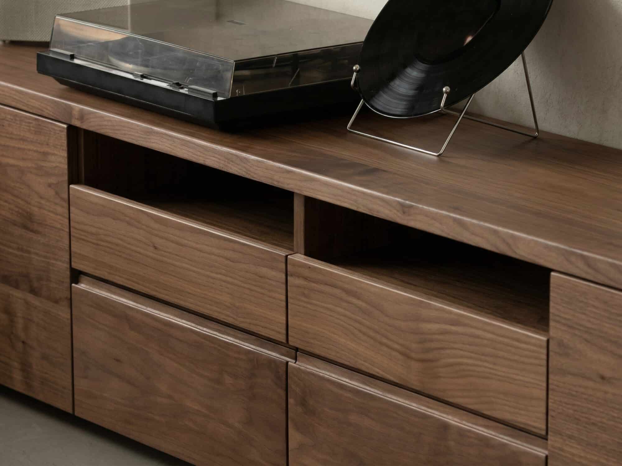 Brown Walnut Wood Cabinet Drawers Shelf Long TV Stand 相册图 #8 resized