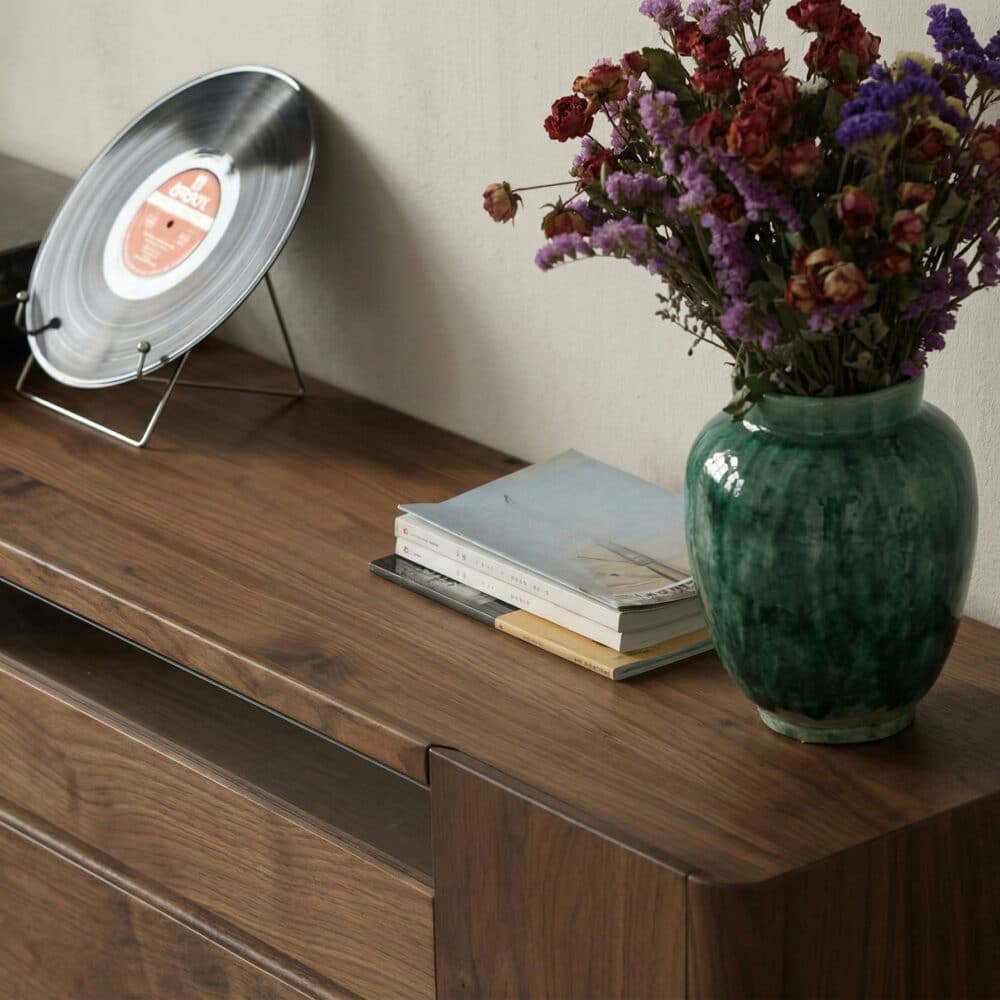 Brown Walnut Wood Cabinet Drawers Shelf Long TV Stand 相册图 #9 resized