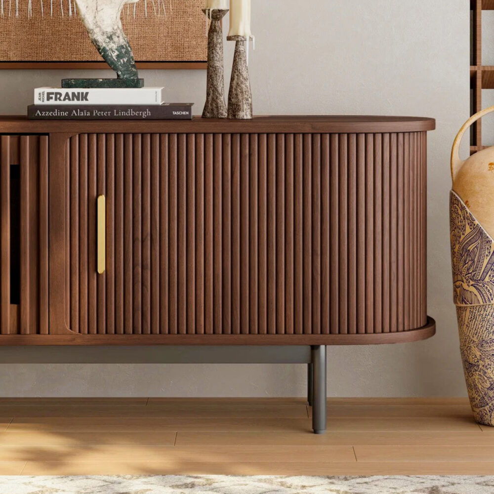 The Asher Fluted Walnut TV Stand