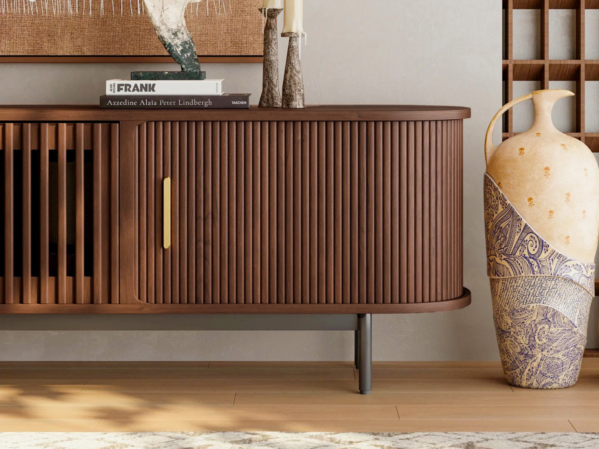 The Asher Fluted Walnut TV Stand