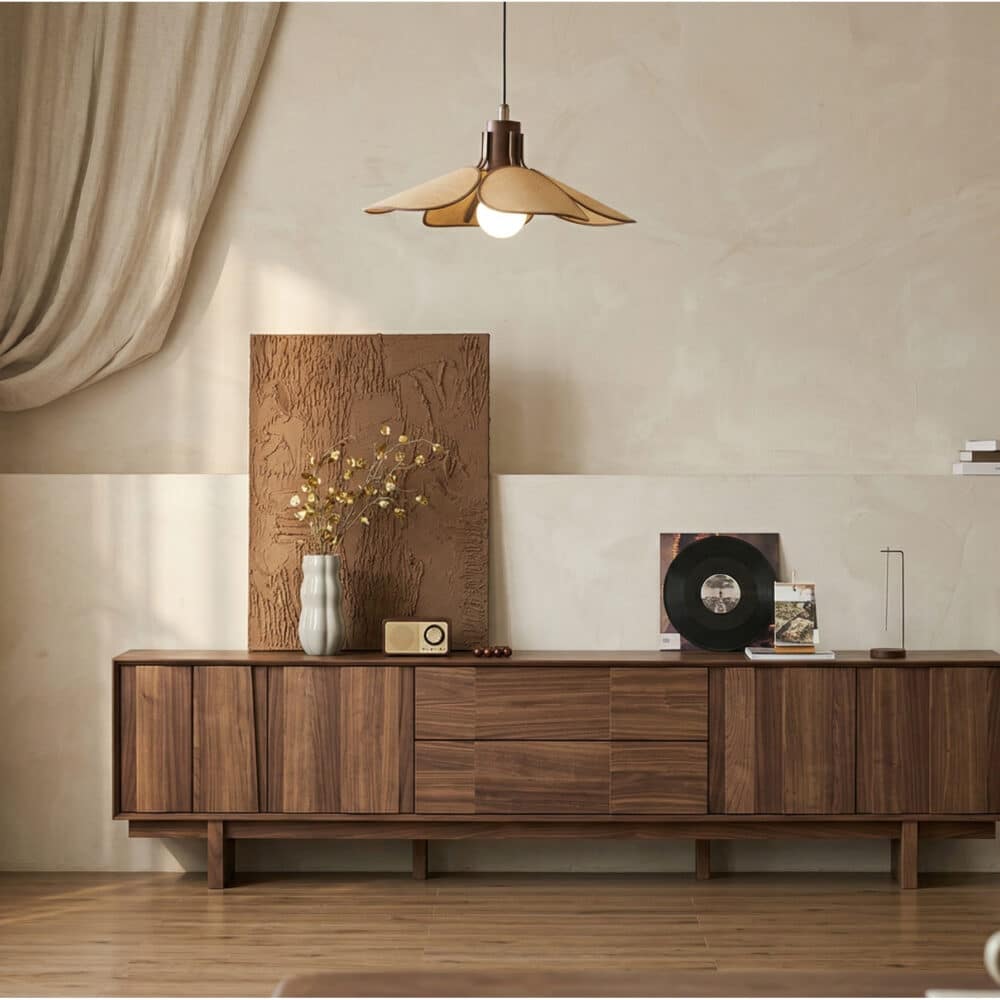 Living Room Brown Wood Drawers Rectangle TV Stand 商品主图 scene