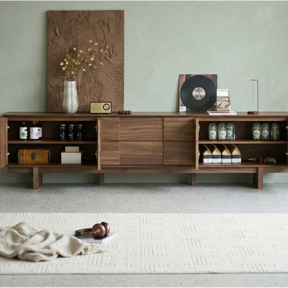 Living Room Brown Wood Drawers Rectangle TV Stand 相册图 #2 scene