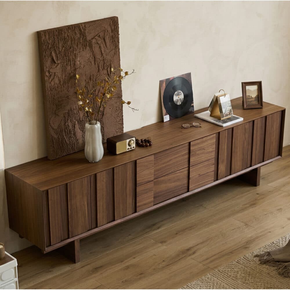 Living Room Brown Wood Drawers Rectangle TV Stand 相册图 #3 scene