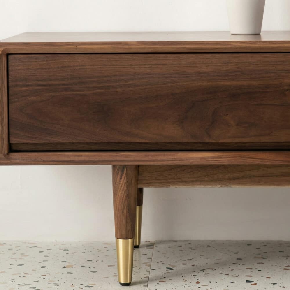 Mid-Century Modern Walnut Wood TV Stand with Legs Drawers - resized - 相册图 #7 Mid-Century Modern Walnut Wood TV Stand with Legs Drawers 相册图 #7 resized