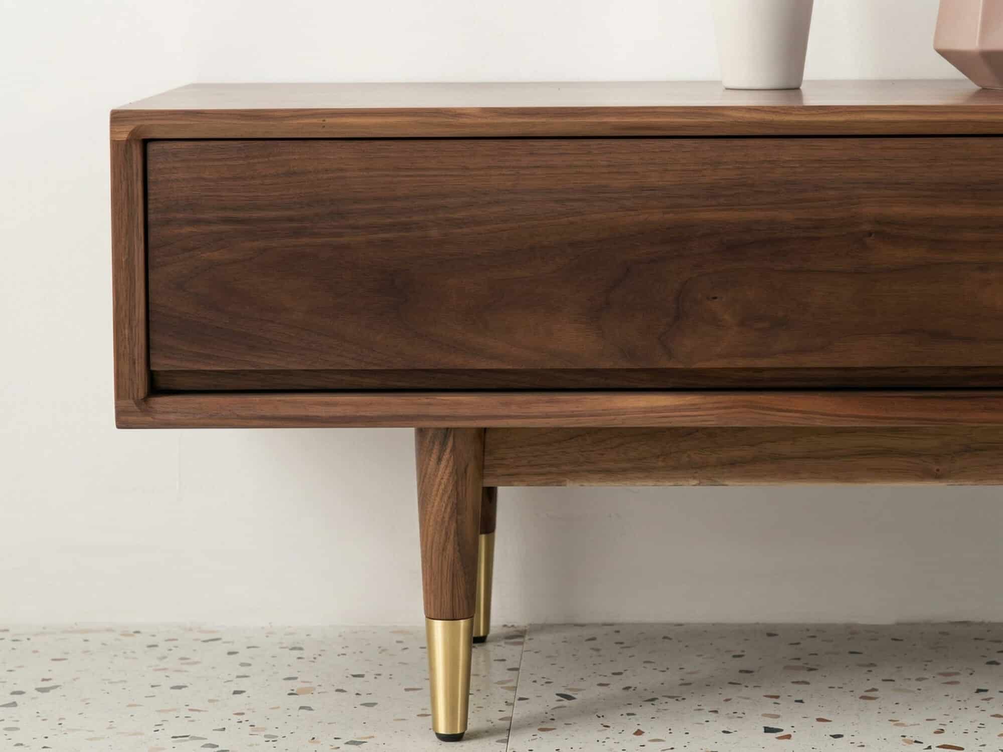 Mid-Century Modern Walnut Wood TV Stand with Legs Drawers - resized - 相册图 #7 Mid-Century Modern Walnut Wood TV Stand with Legs Drawers 相册图 #7 resized