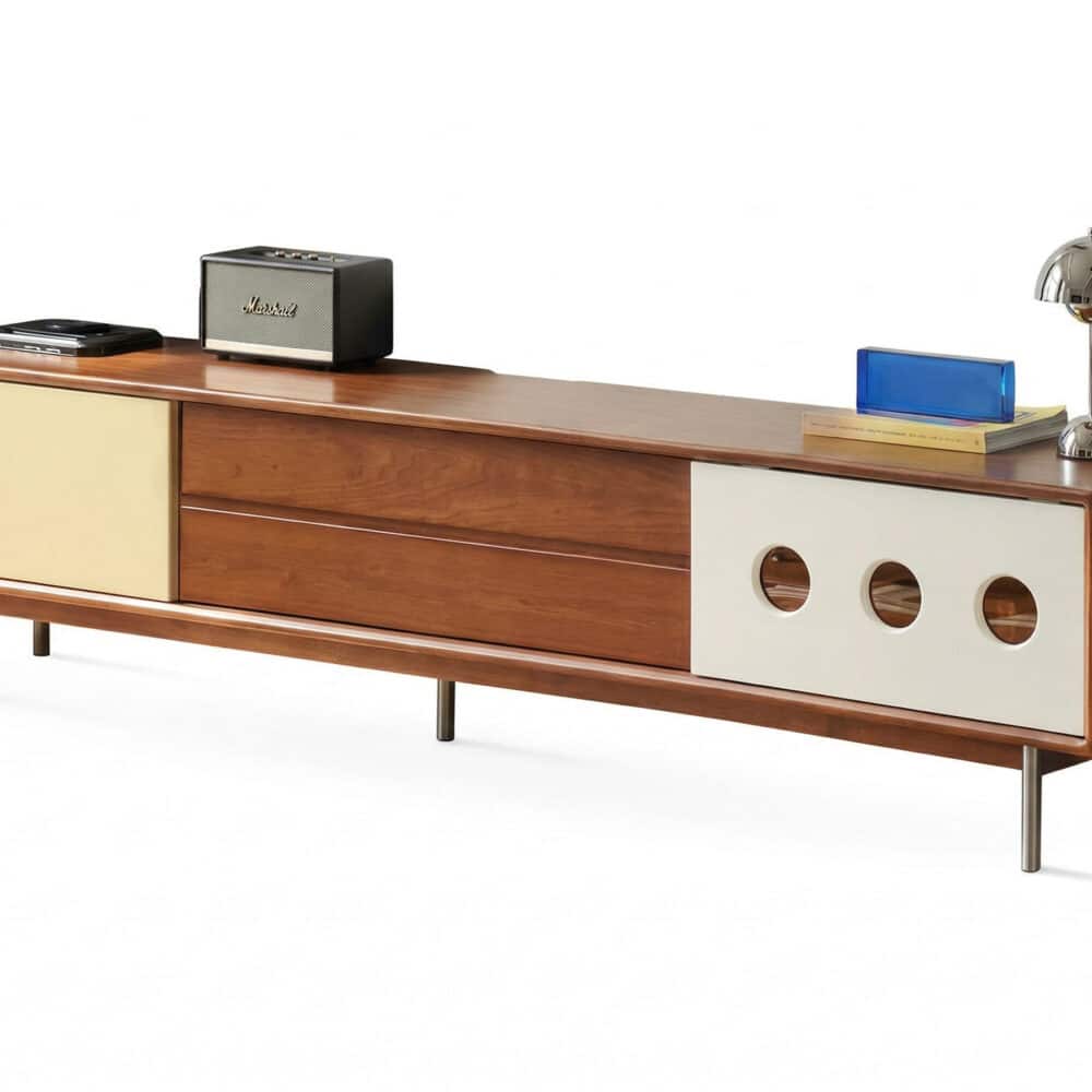 Mid-Century Modern Wood TV Stand with Drawers Storage 相册图 #1 resized