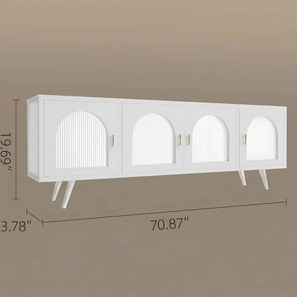 Minimalist TV Cabinet with Iron Frame & Glass Doors Modern Storage Console 相册图 #9 resized