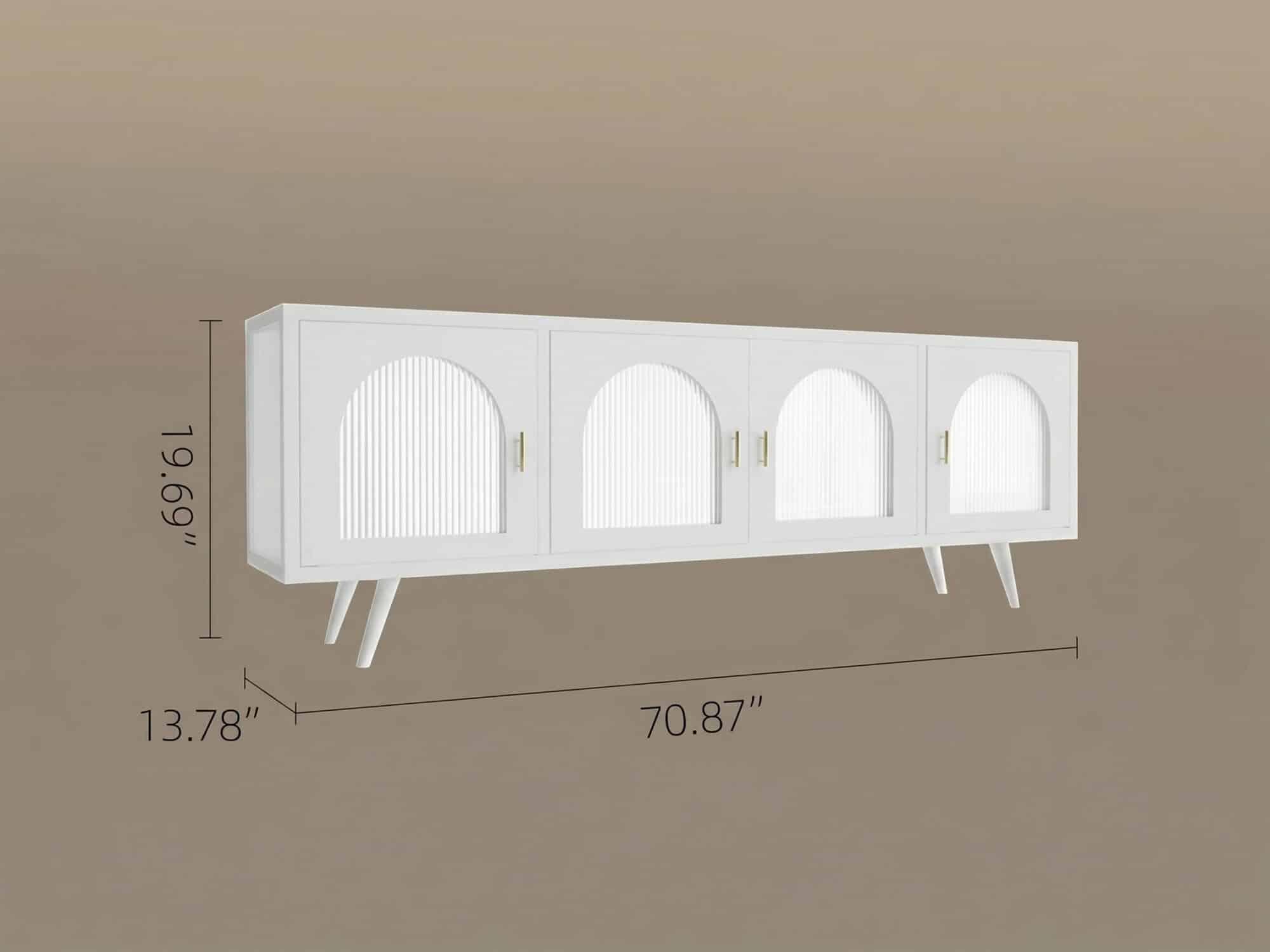 Minimalist TV Cabinet with Iron Frame & Glass Doors Modern Storage Console 相册图 #9 resized