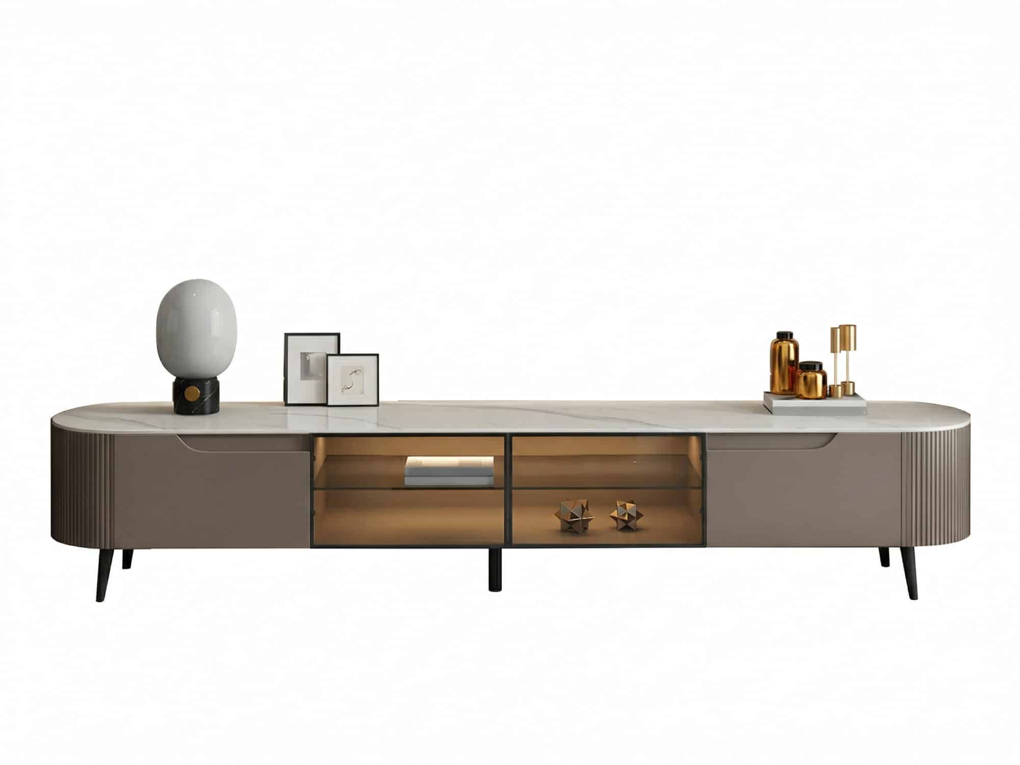 Modern Grey Stone Drawers Shelves Long Length TV Stand 相册图 #4 resized
