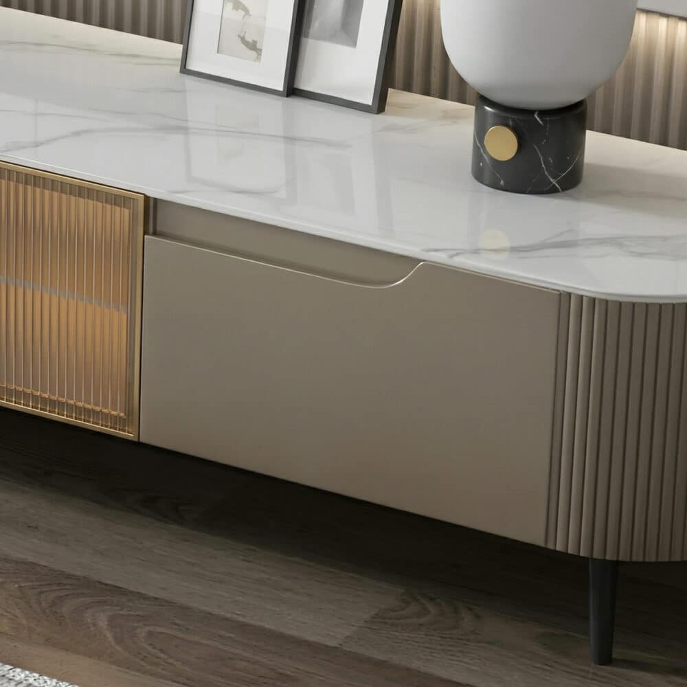 Modern Grey Stone Drawers Shelves Long Length TV Stand 相册图 #5 resized