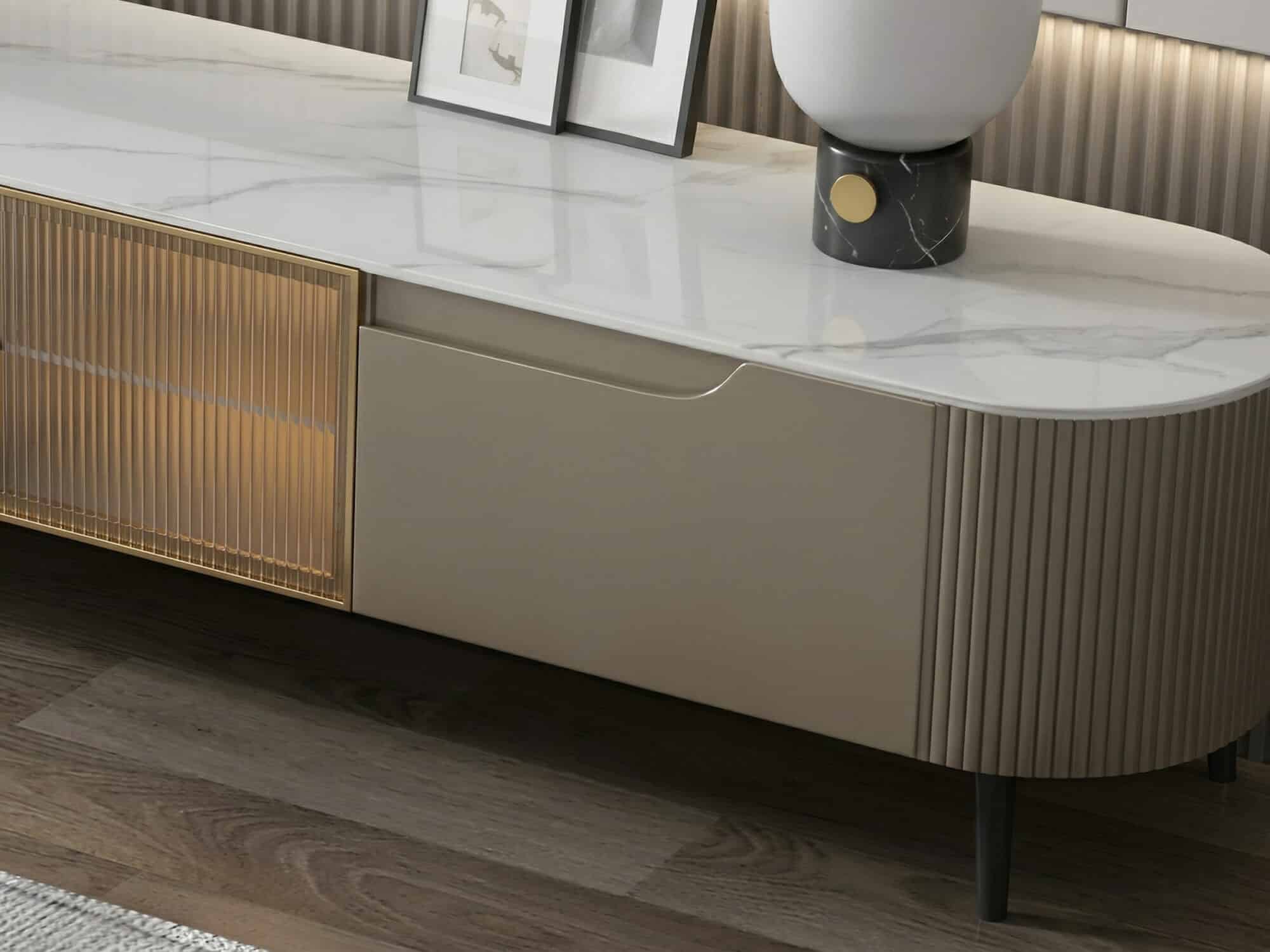Modern Grey Stone Drawers Shelves Long Length TV Stand 相册图 #5 resized