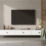 Modern Marble Top Gray TV Stand with Drawers Storage 相册图 #3 scene