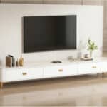 Modern Marble Top Gray TV Stand with Drawers Storage 相册图 #4 scene