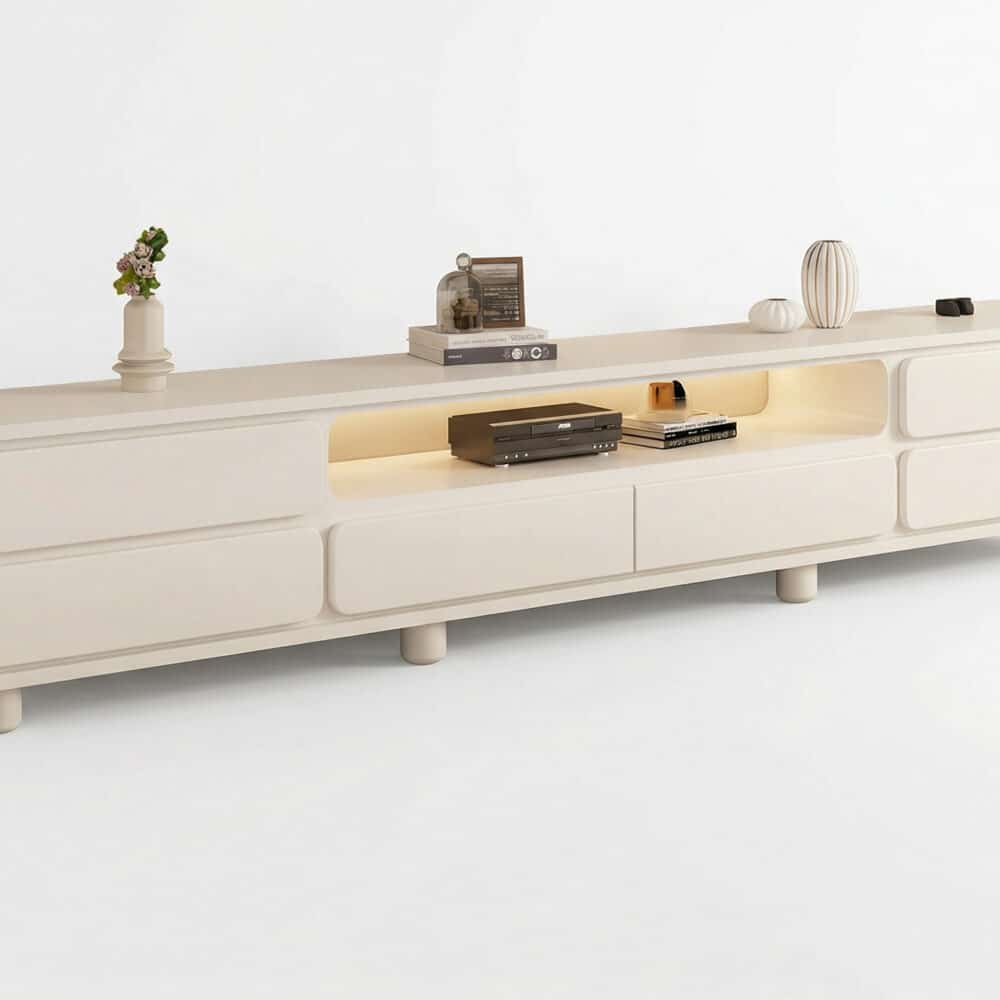 Modern Minimalist White TV Stand with Storage Drawers 相册图 #1 resized