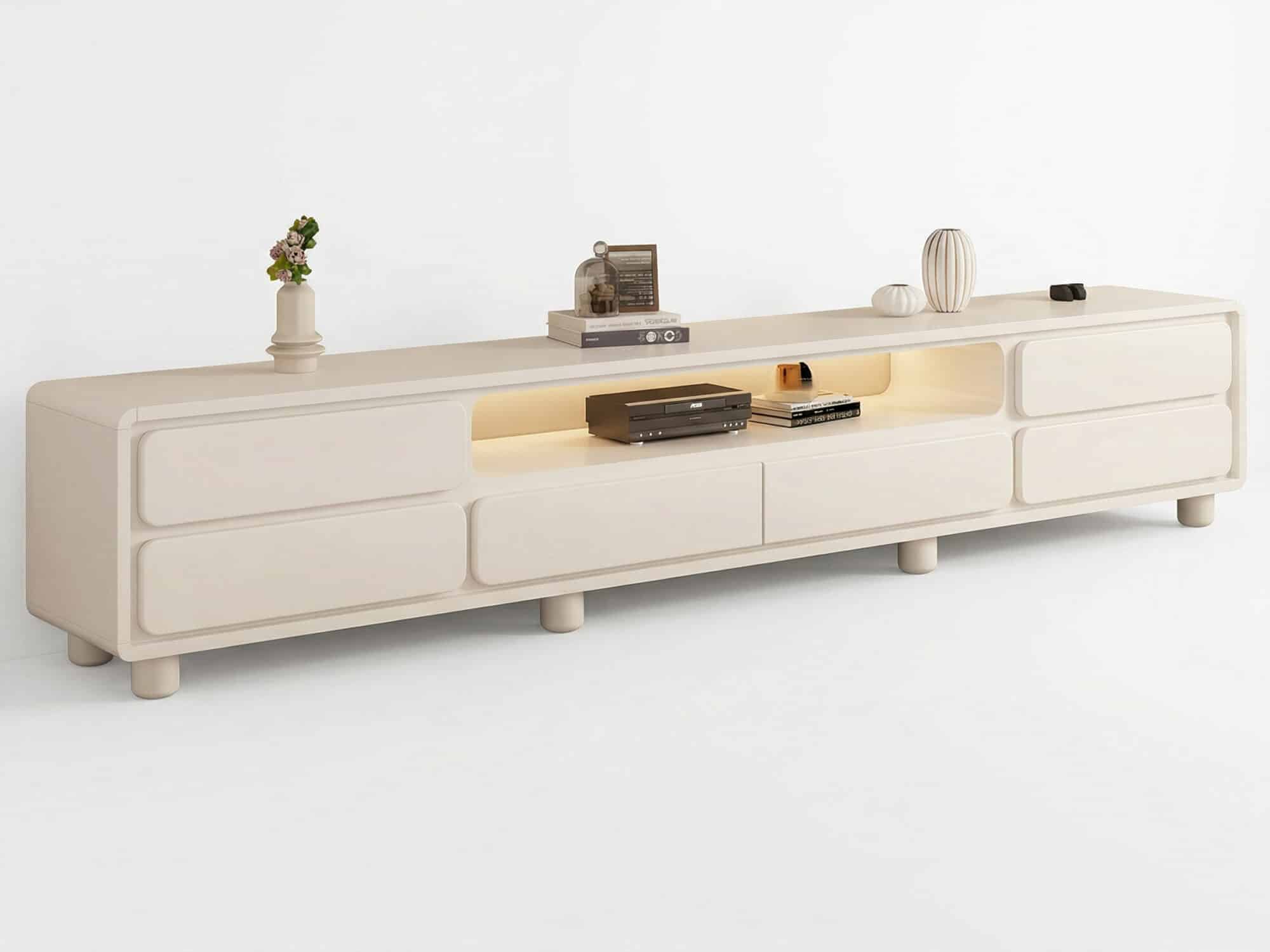 Modern Minimalist White TV Stand with Storage Drawers 相册图 #1 resized